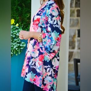 Floral lightweight kimono swim cover